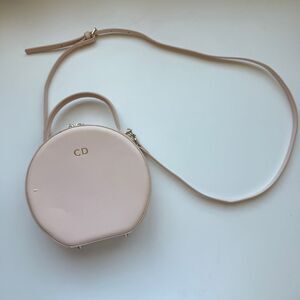 TDE The Daily Edited Round Circle Top Handle Crossbody Bag, Light Pink Saffiano